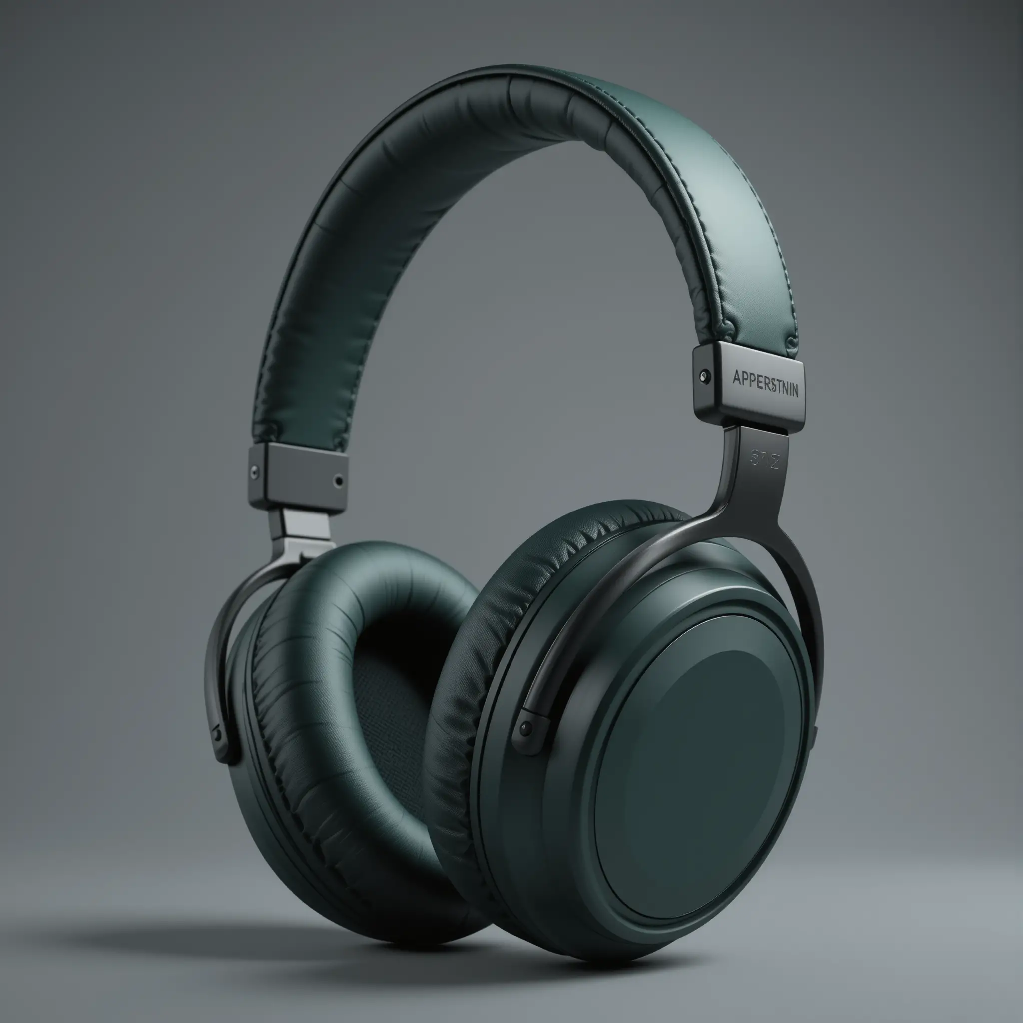Forest green over ear headphones on neutral studio background