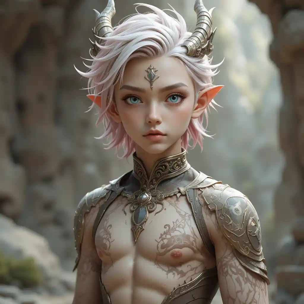 Seventeen year old dragon eniripsa boy with pastel colors