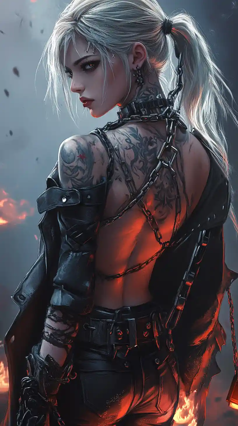 Defiant Anime Heroine In Chains By Candlelight