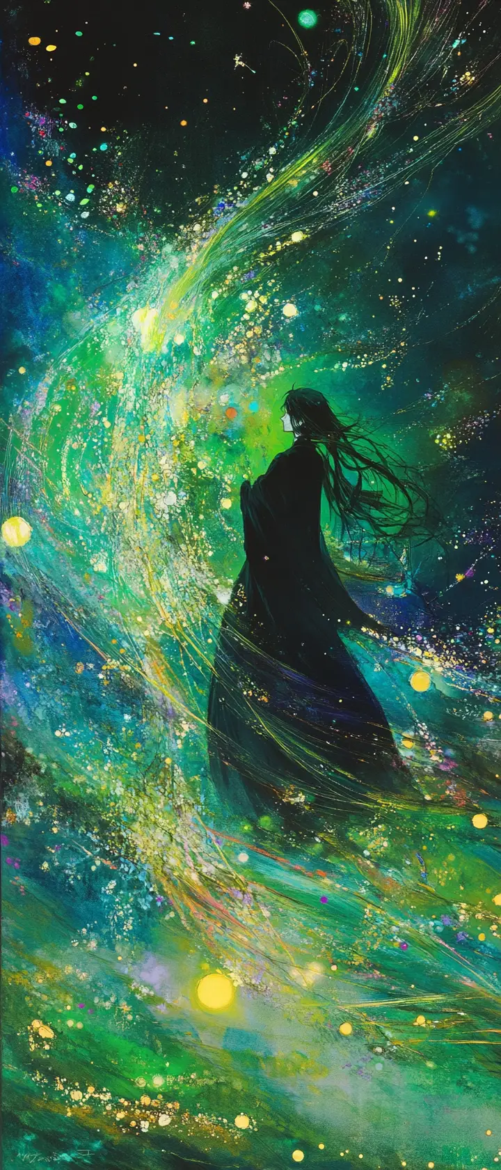 A storyteller sings as a glowing ghost takes shape