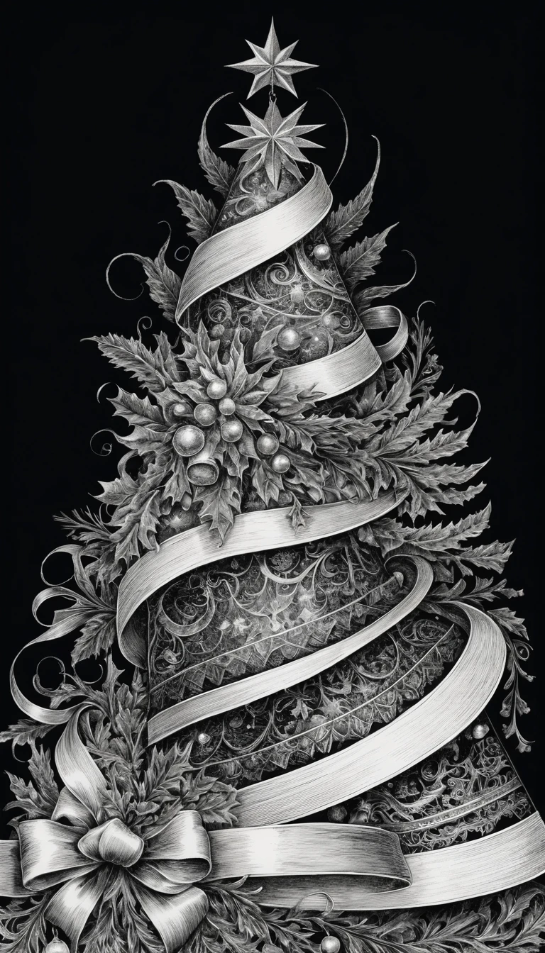 Intricate Ink Bird Wearing A Festive Christmas Hat