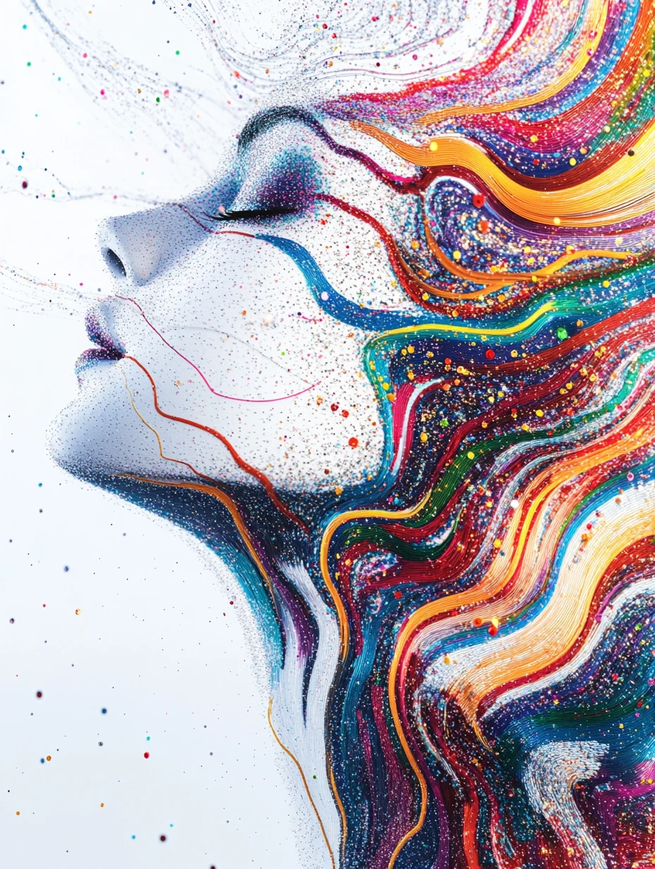 Colorful geometric op art illusion with shimmering sequins