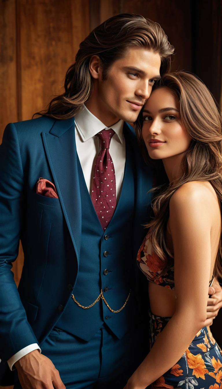 Giovane uomo elegante che balla il tango in un abito su misura