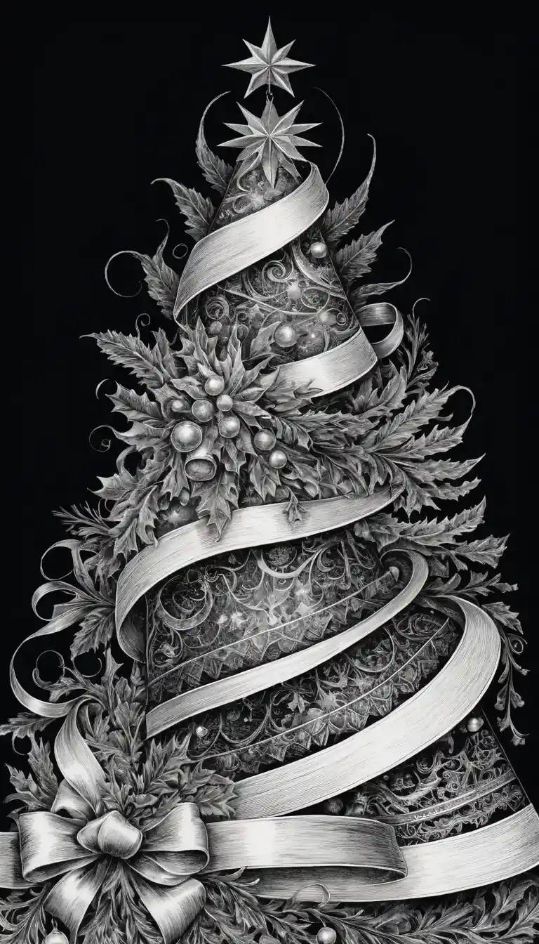 Intricate Ink Bird Wearing A Festive Christmas Hat