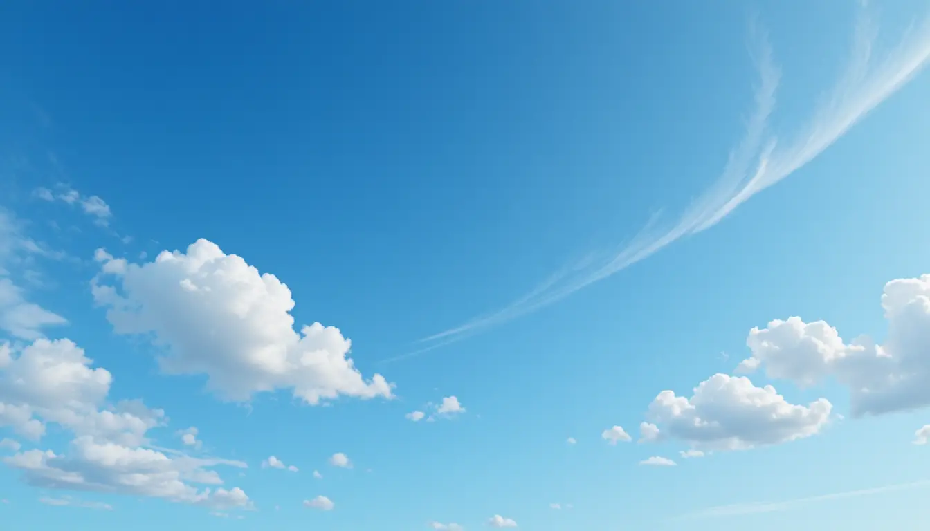 Bright blue sky with gentle clouds in minimal view