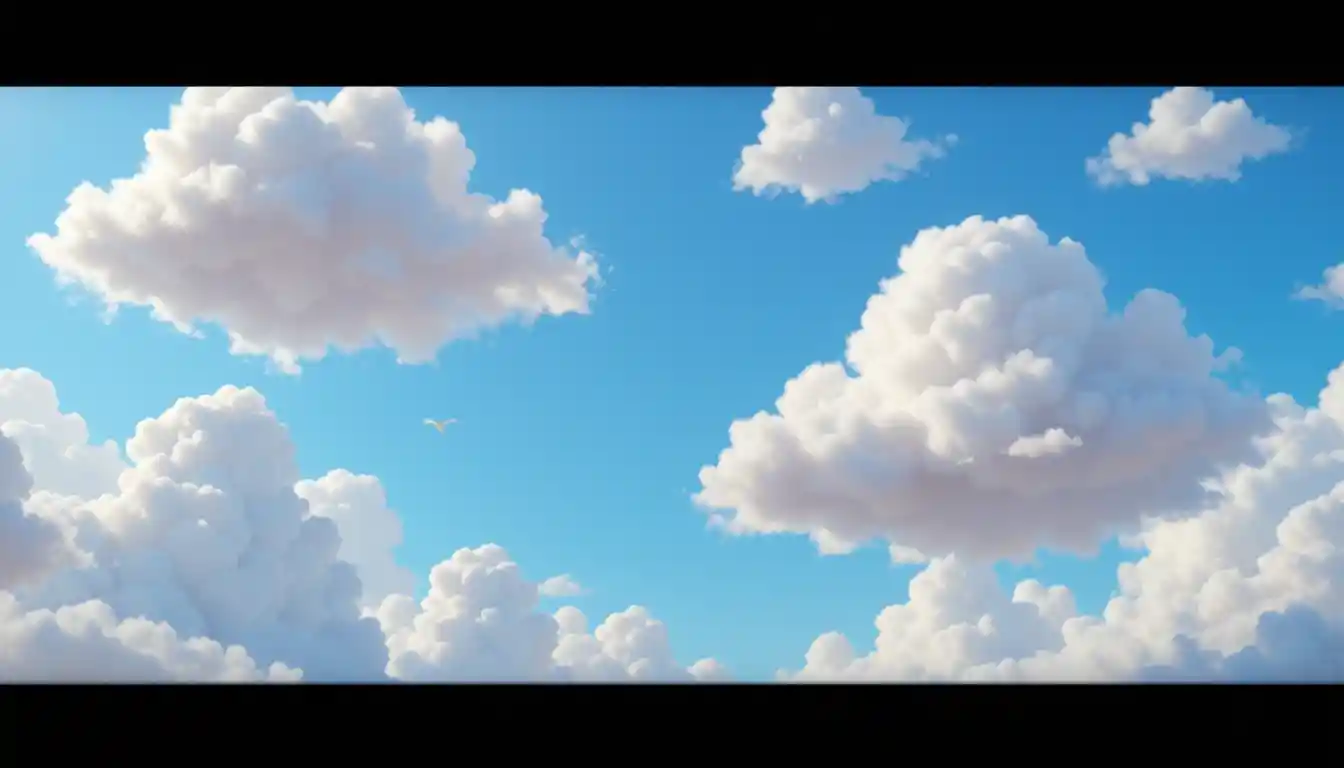 Weiche weiße 3D-Wolken am strahlend blauen Himmel