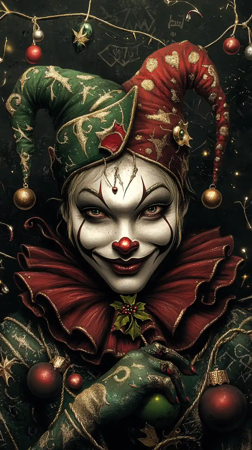 Surreal court jester in a distorted fantastical world