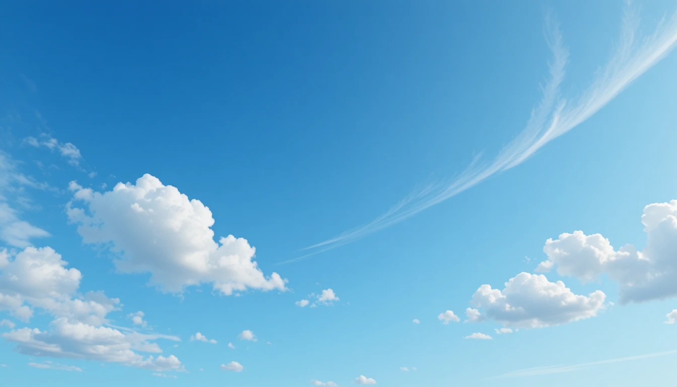 Cielo azzurro brillante con soffici nuvole in vista minimale