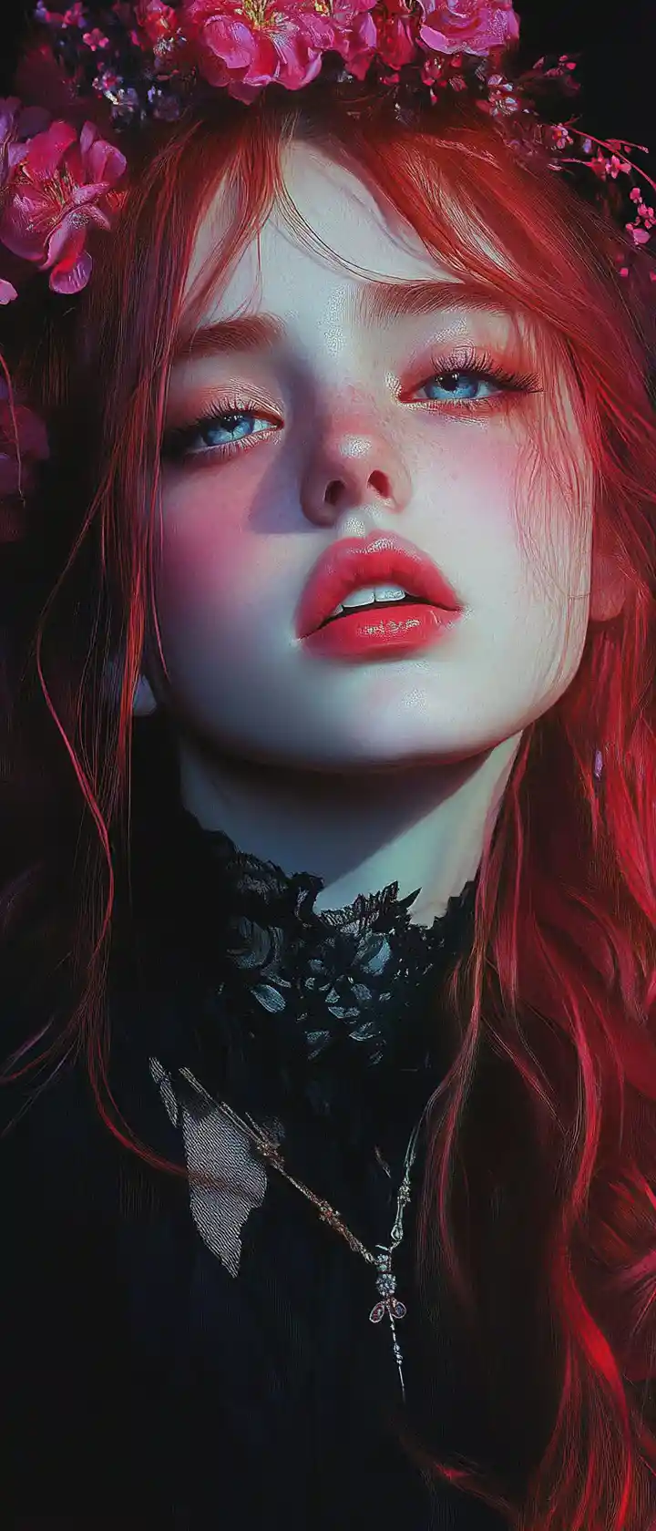 Glamorous baroque woman in dark nostalgic painterly style