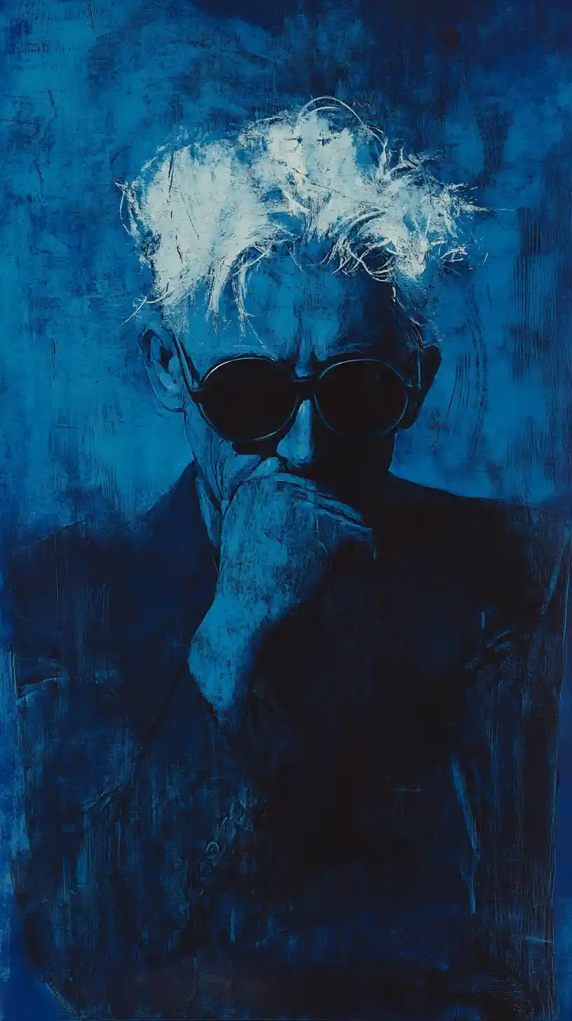 Portrait abstrait minimaliste d’un homme avec des lunettes de soleil foncées