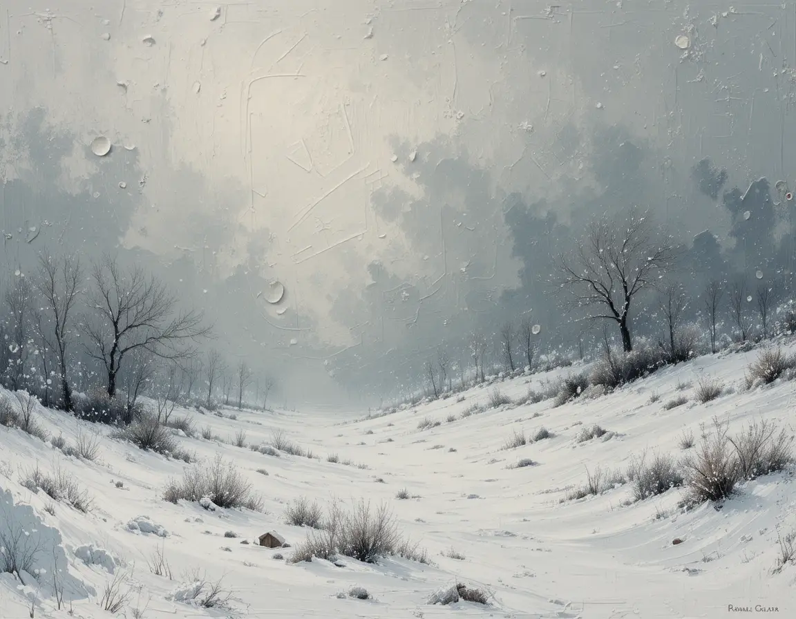 Abstract winter landscape with swirling blizzard textures