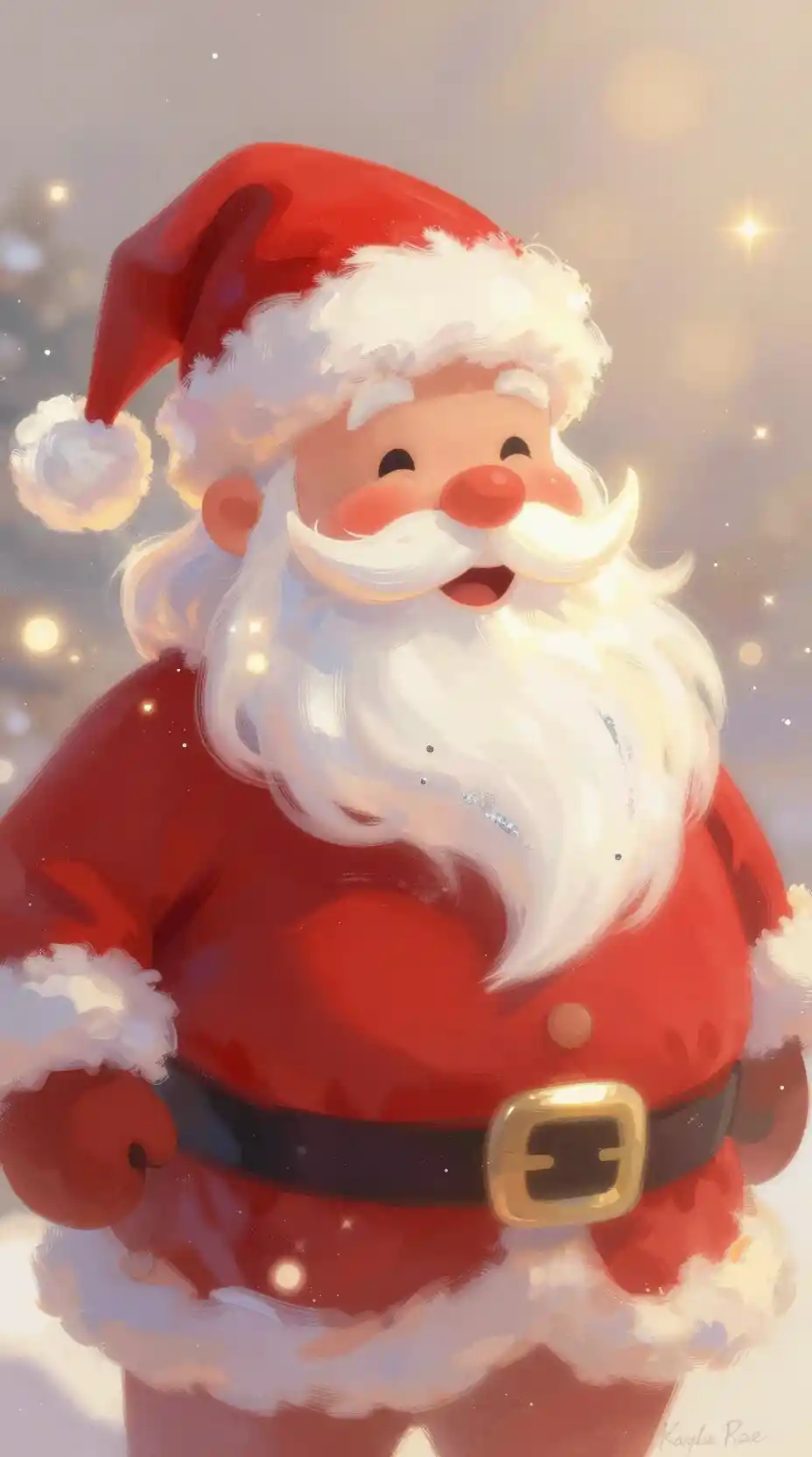 Babbo Natale astratto e gioioso in colori festosi e luminosi