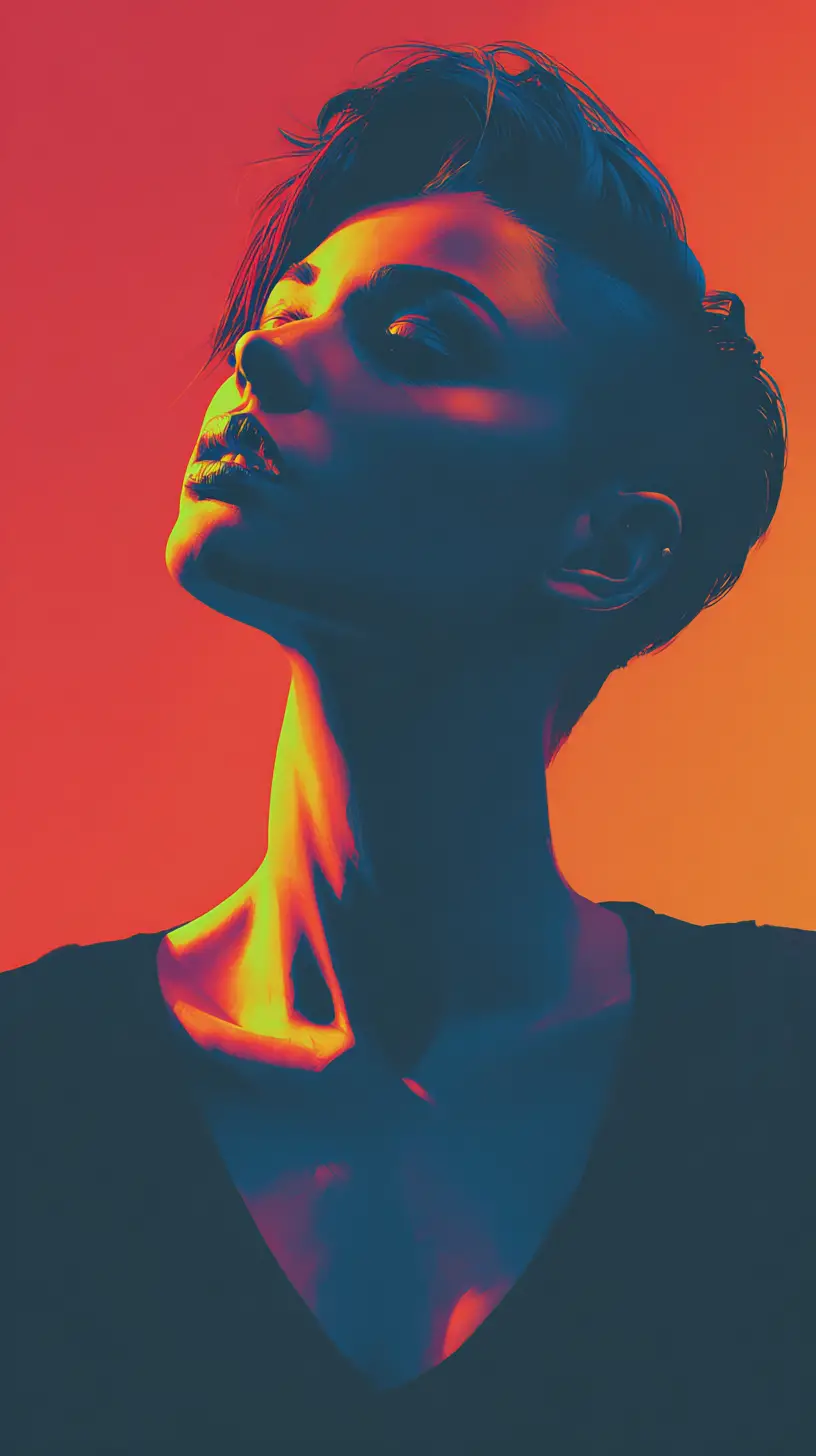 Futuristic fashion portrait of a young woman in low key light