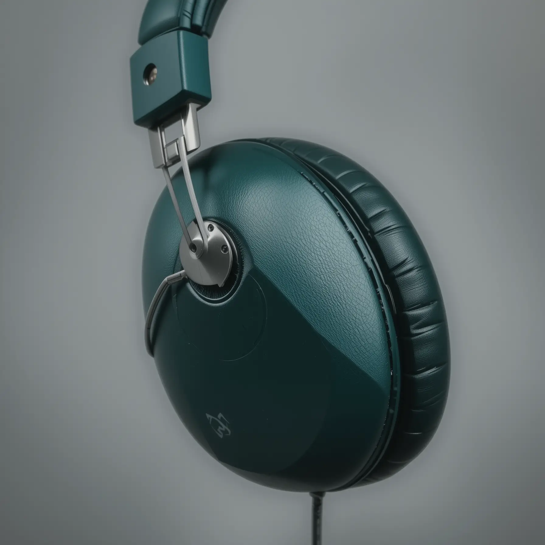 Close up studio shot of forest green over ear headphones
