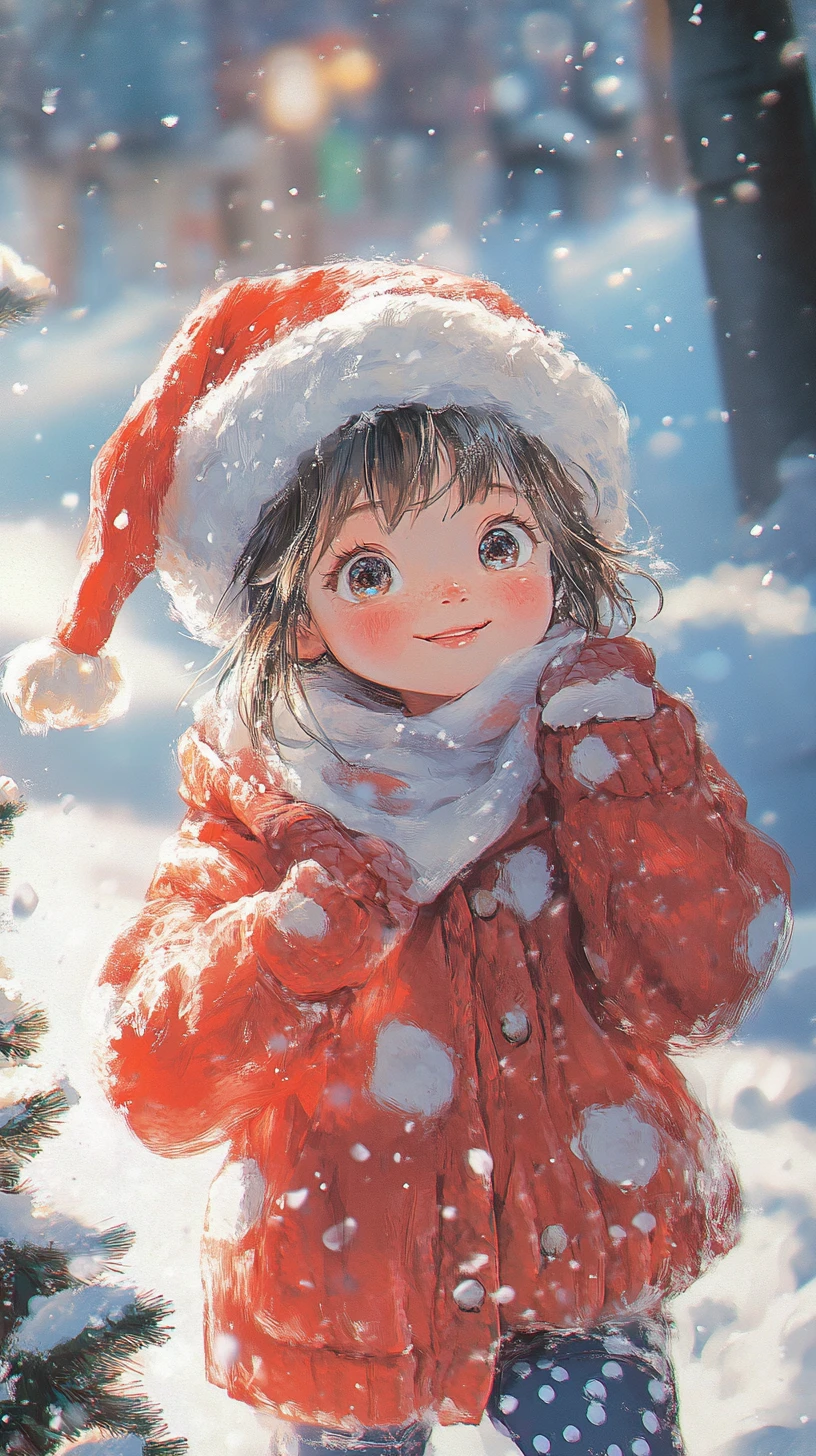 Joyful girl popping from deep snow in a winter backyard