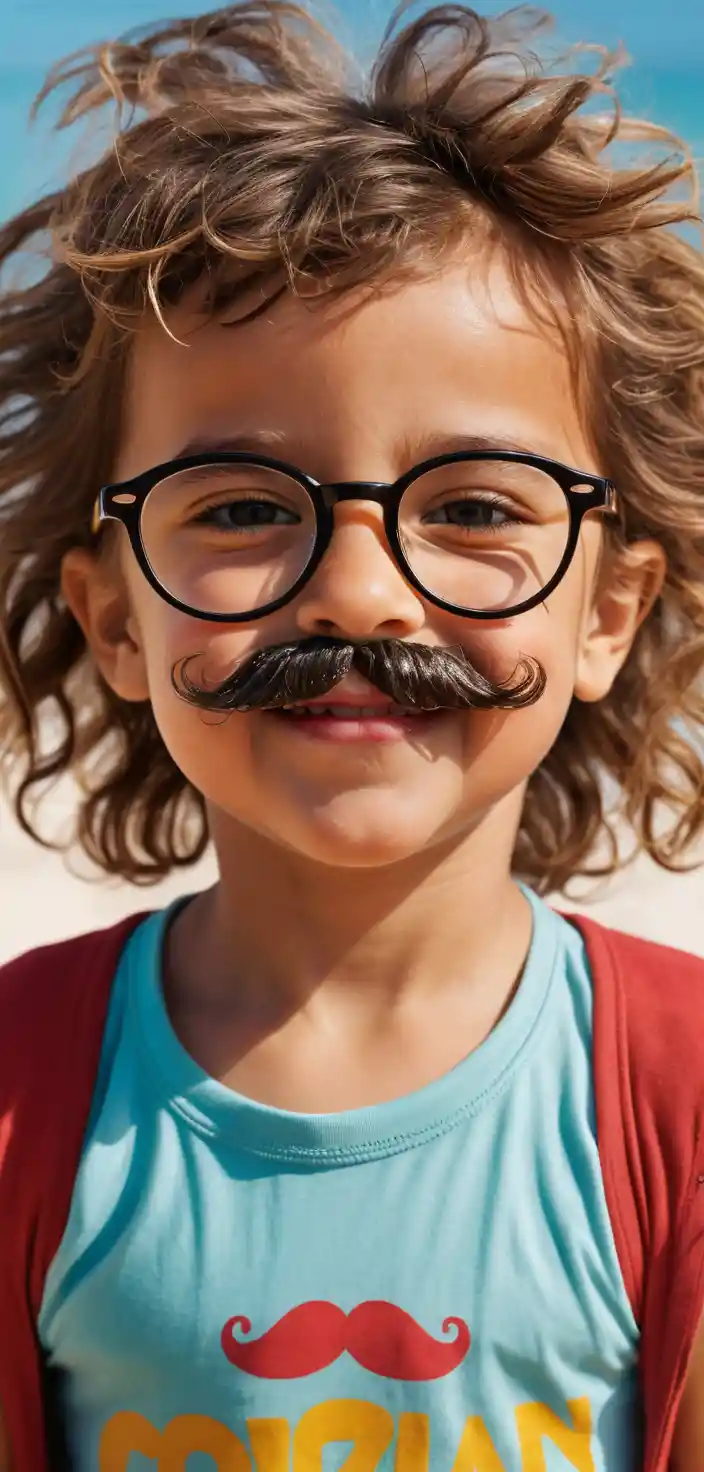 Happy little girl with messy hair and quirky glasses