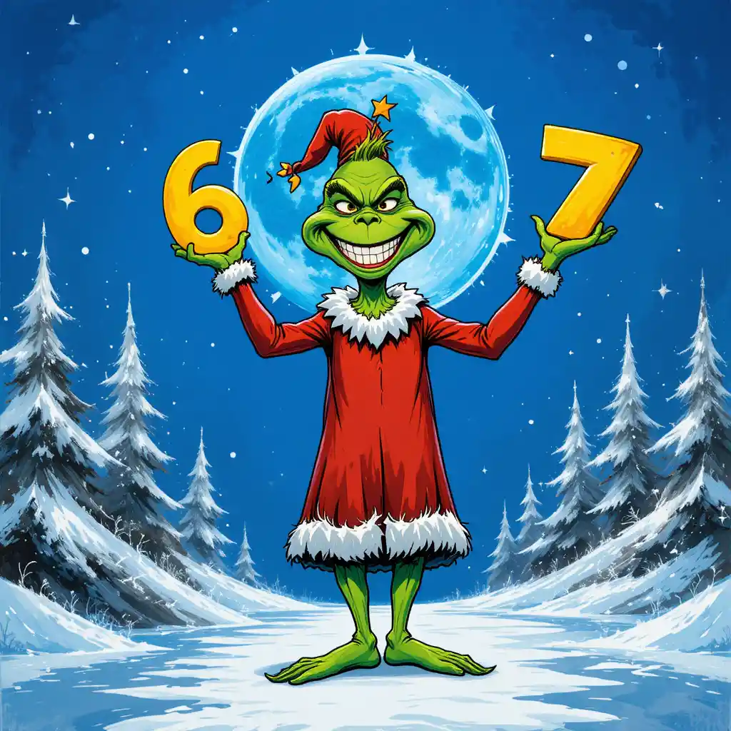Figura cartoon giocosa con numeri gialli su sfondo blu