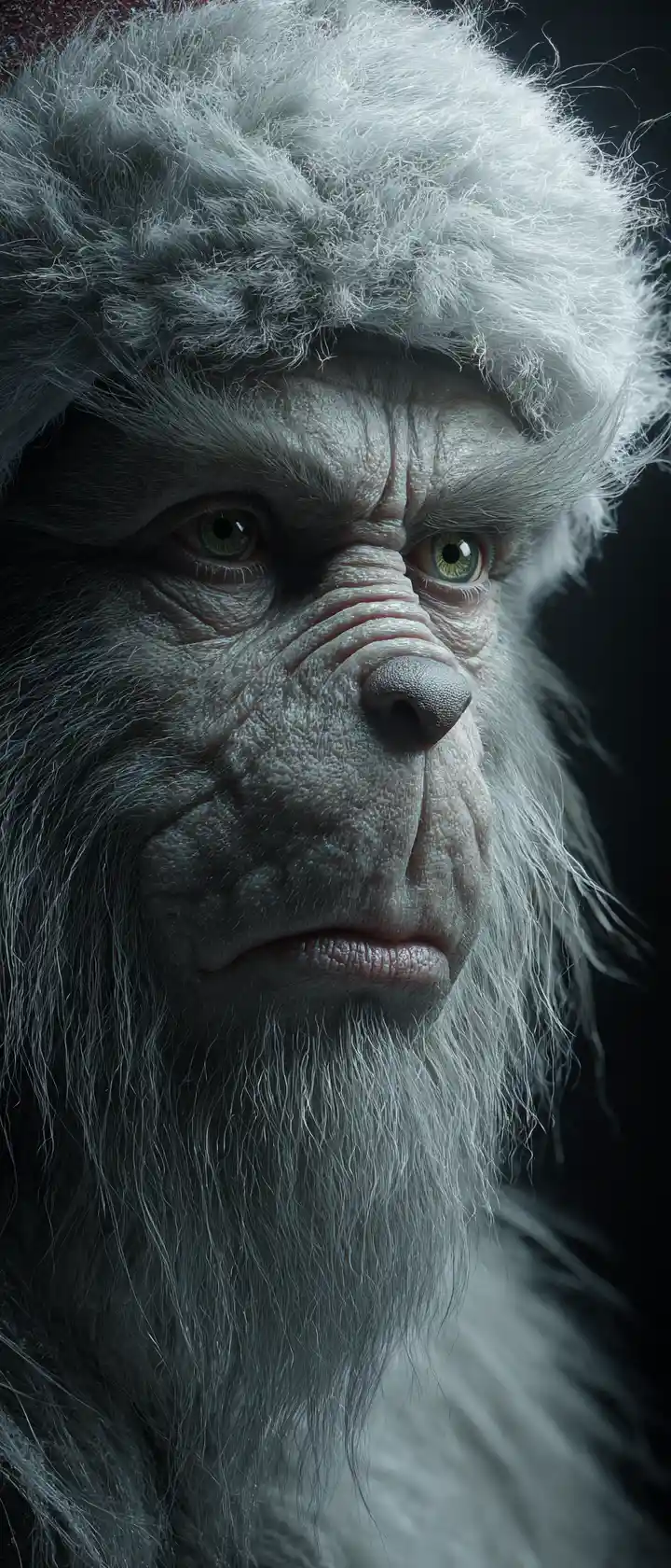 Moody green fantasy portrait against a deep black background