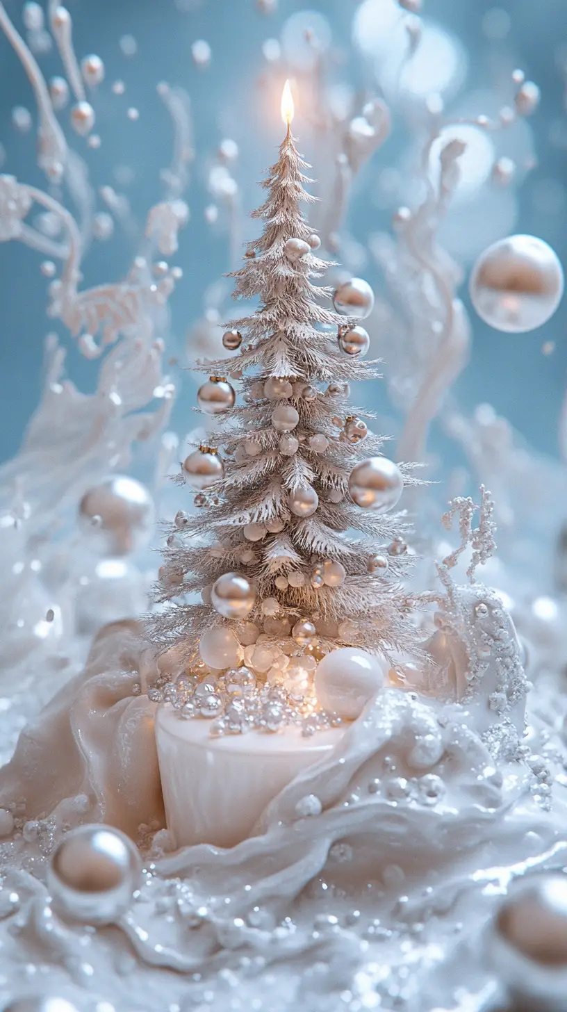 New Year 3d forest scene painted on white candle