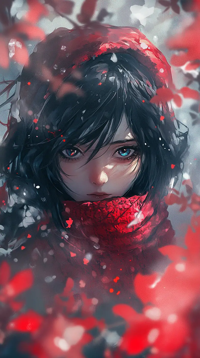 Beautiful girl with blue eyes and long black hair