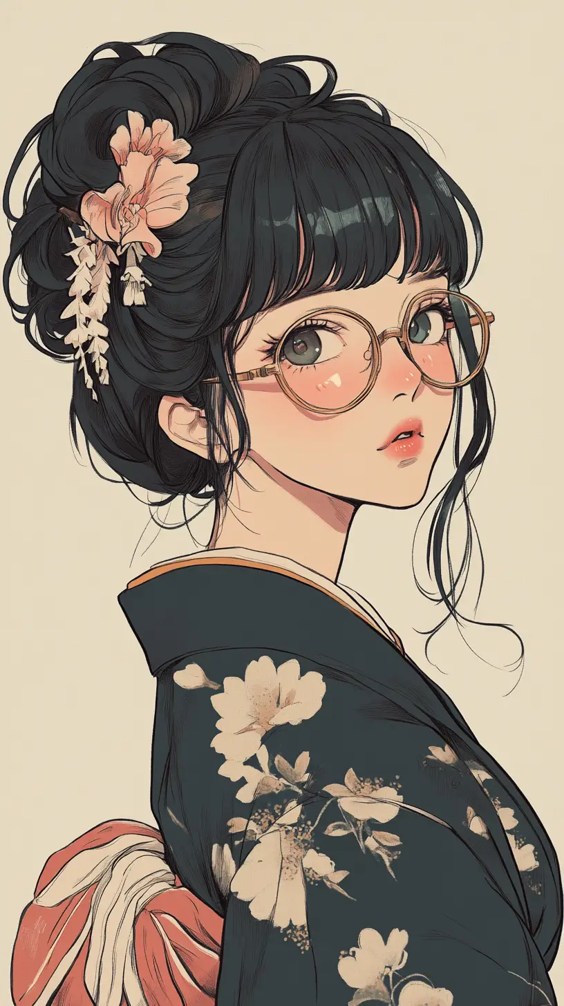 Elegant japanese schoolteacher in classic classroom setting