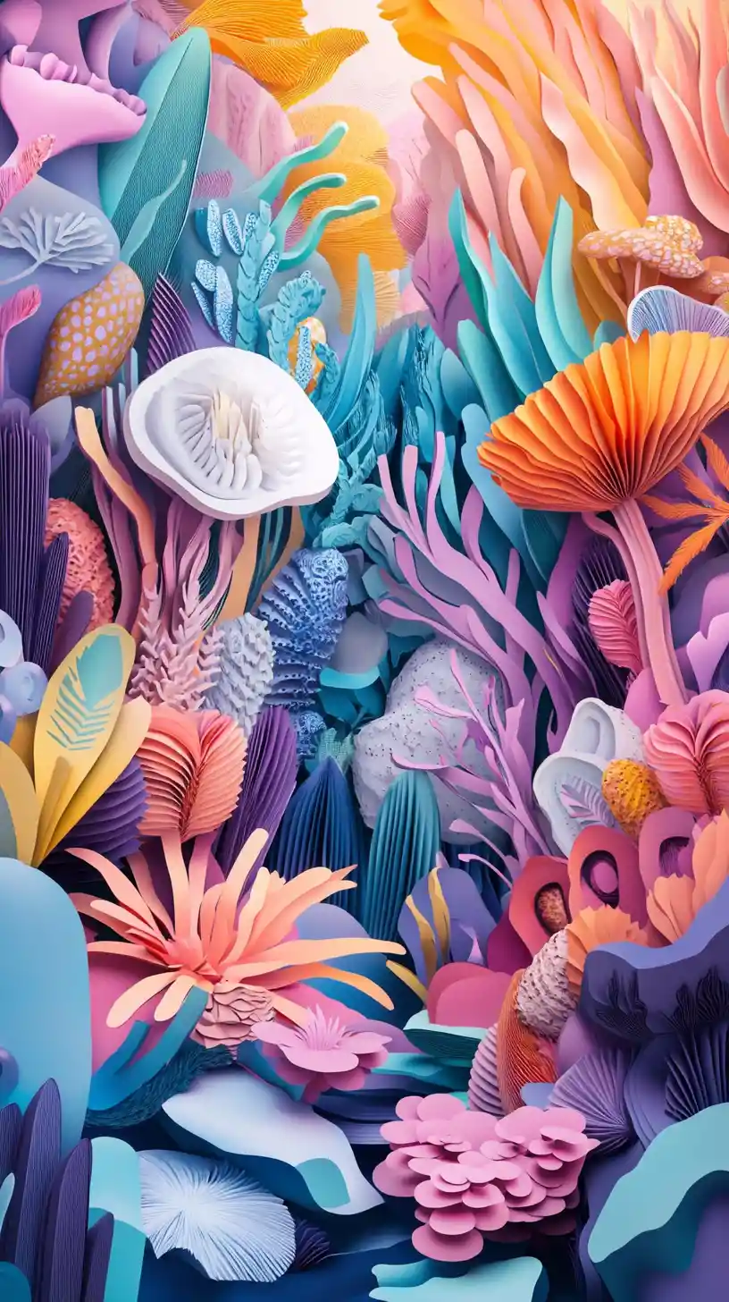 Collage di papercraft fluttuante e fiabesco con forme a strati
