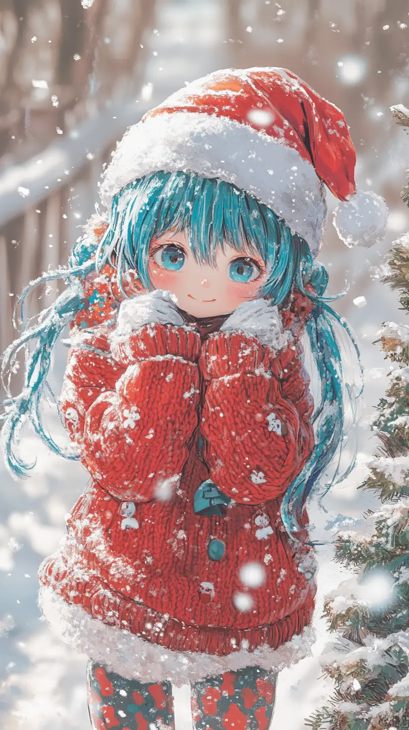 Joyful girl popping out of deep snowy backyard