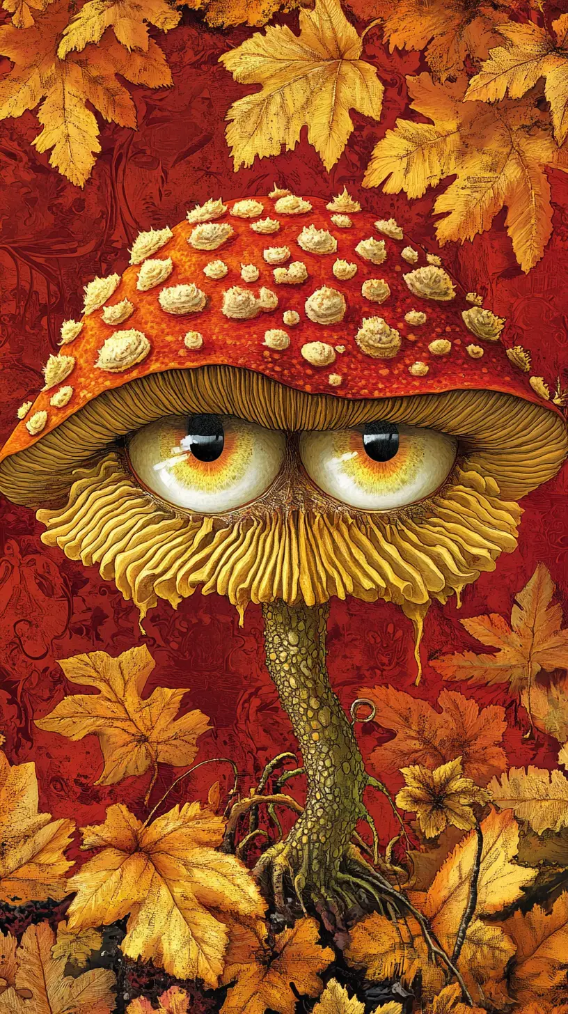 Surreal glowing mushroom in a dark twisted fantasy realm