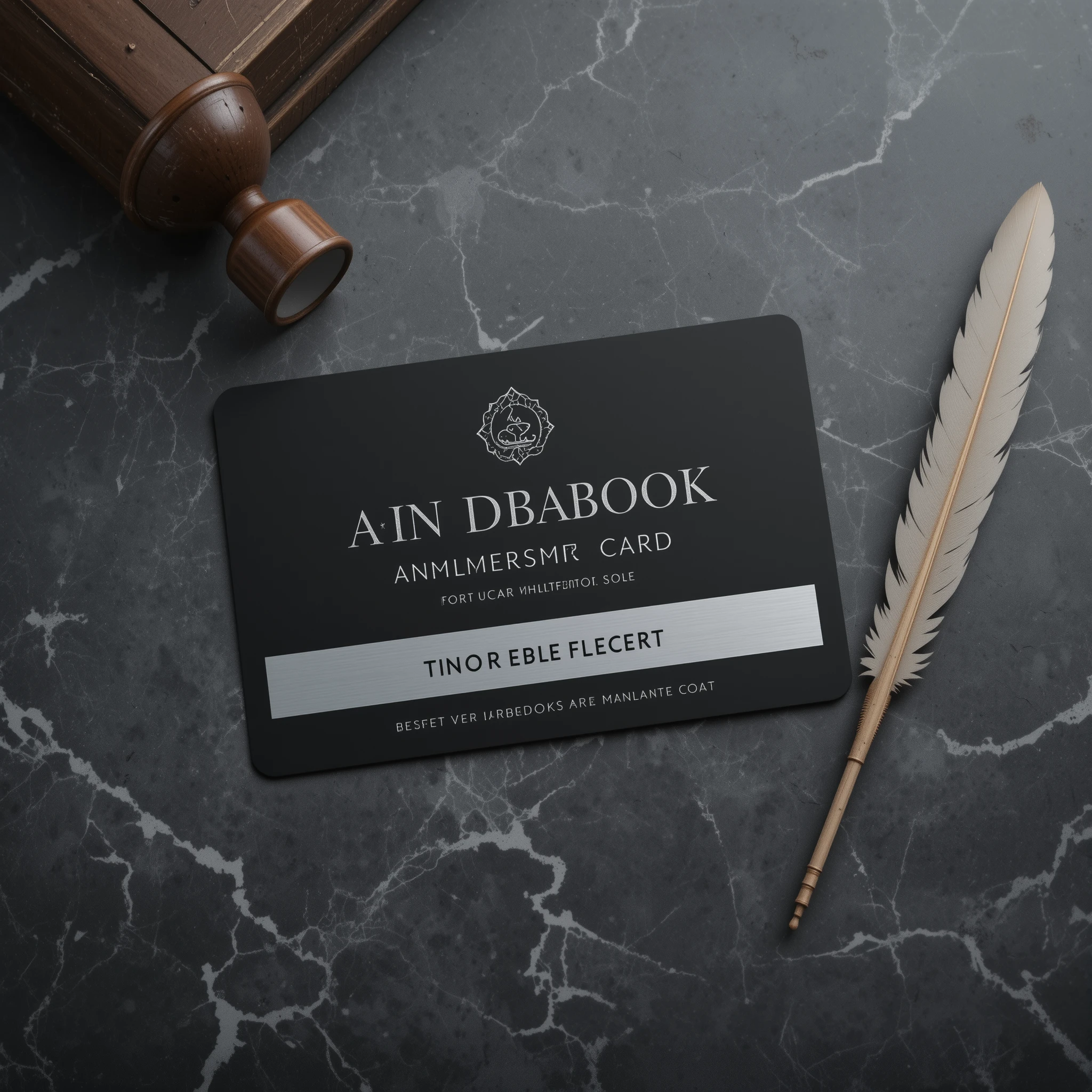 Premium audiobook membership card on dark marble flat lay