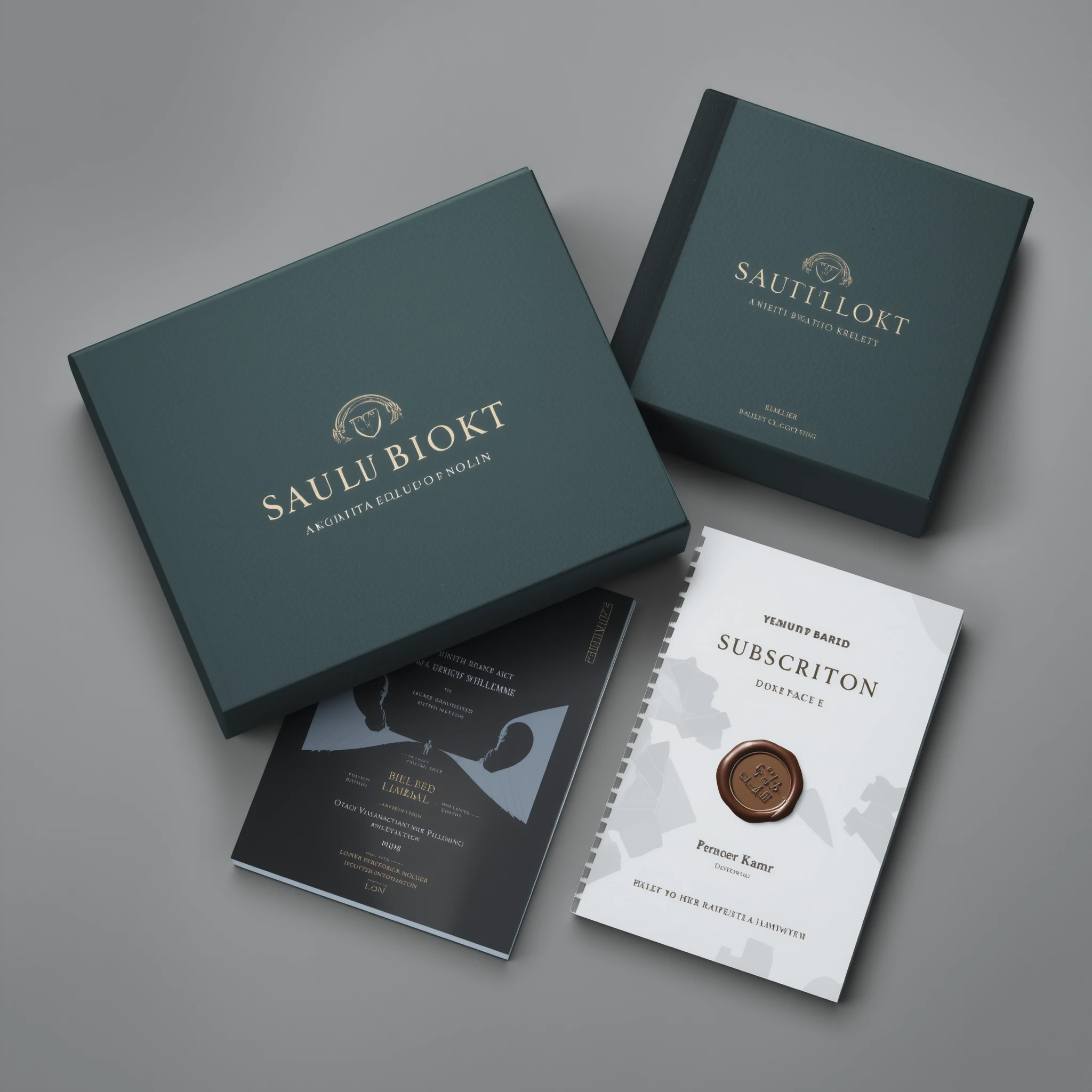 Luxury audiobook subscription box with metal card and booklet