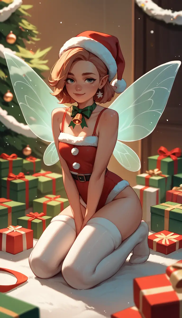 聖誕小精靈坐在喜氣洋洋的 Merry Christmas 招牌上