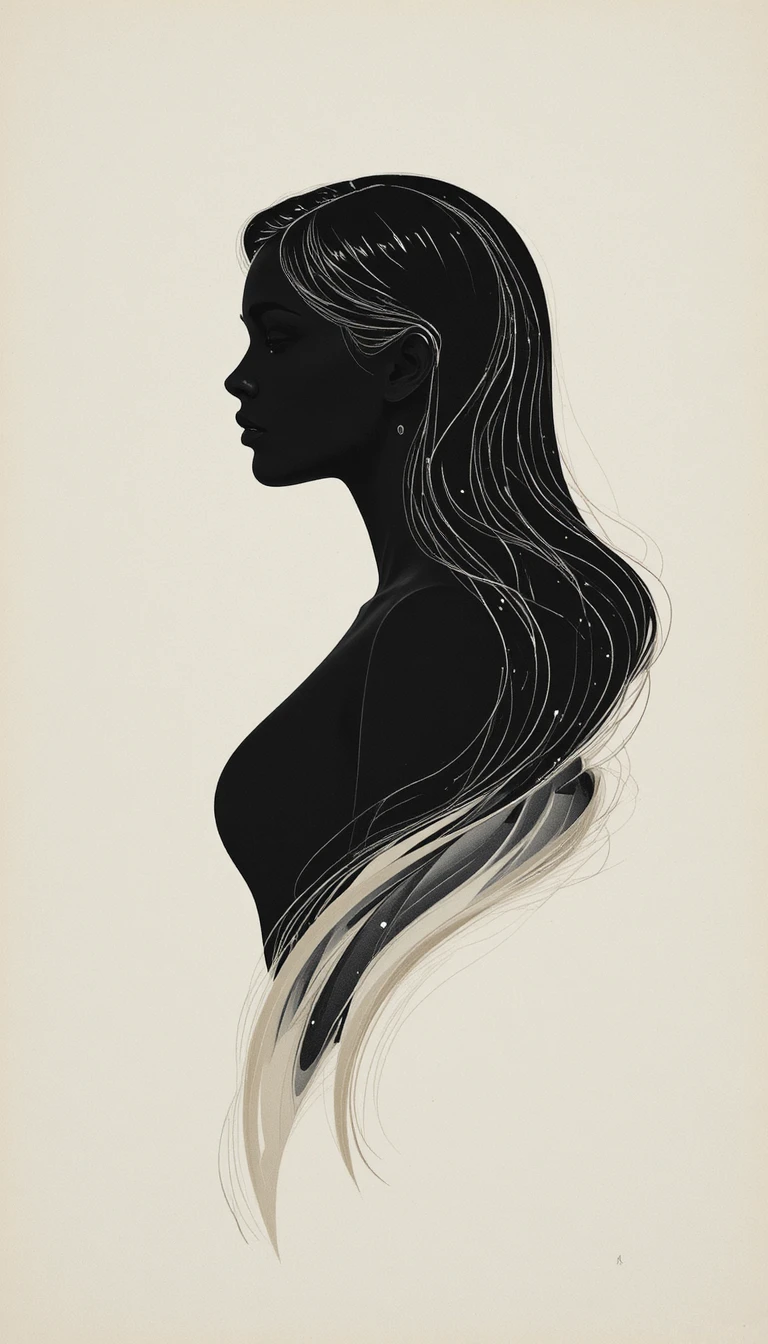 Silhouette féminine élégante de profil en style graphique minimaliste