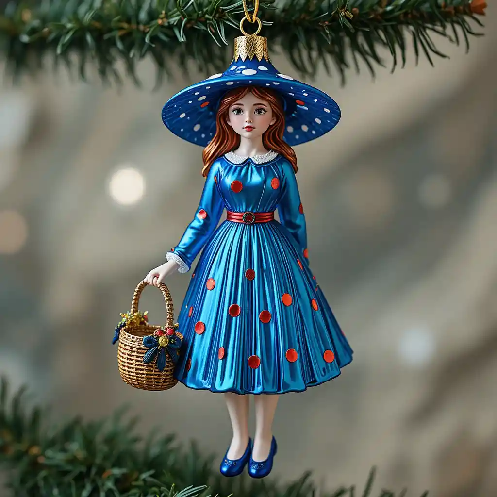 Décoration de Noël fille mignonne avec chapeau et robe à pois