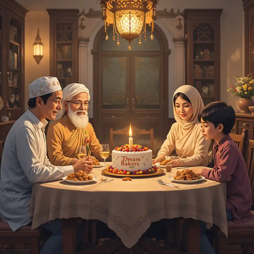 Dîner de famille chaleureux pour le Ramadan autour d’une table festive