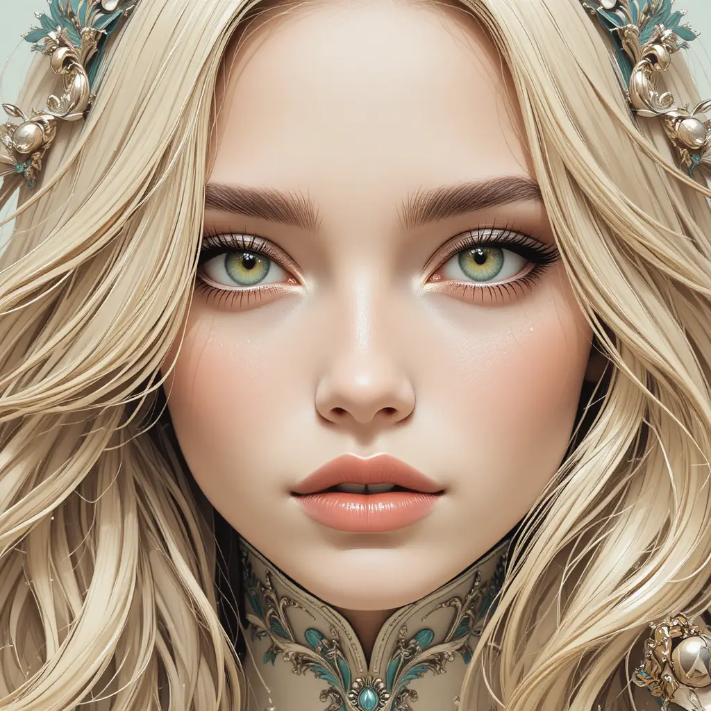 Calm blonde girl portrait with soft muted colors