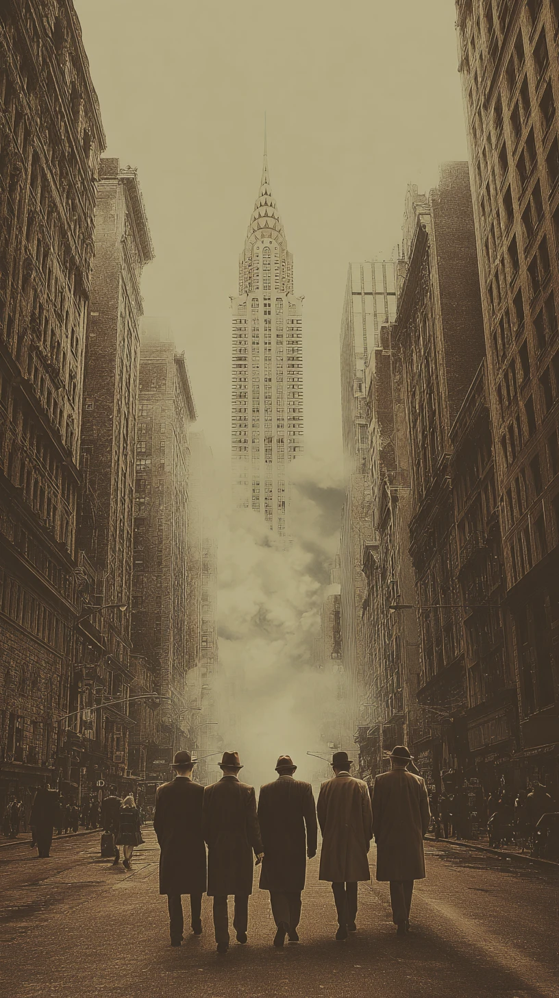 Surreal eerie New York cityscape with retro beige tones