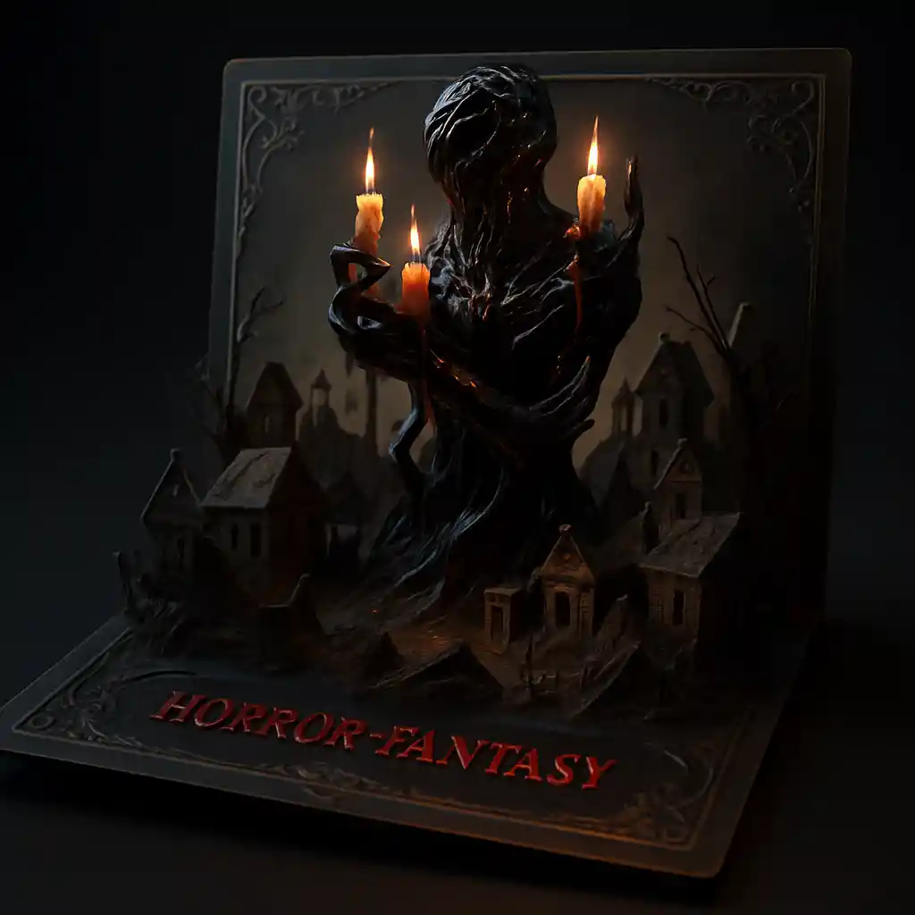 Carte pop-up fantasy horrifique avec monstre de papier géant