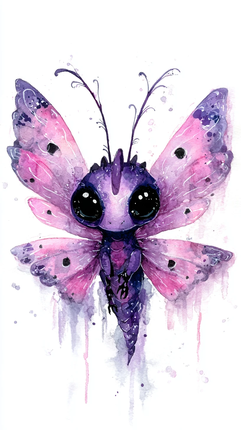 Traumhafter Aquarell-Schmetterling mit großen leuchtenden Augen