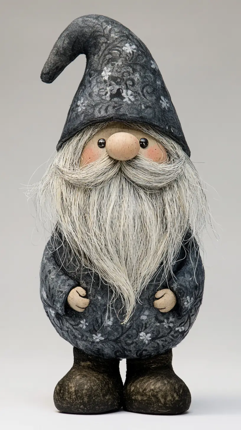 Tiny smiling love gnome in serene white background