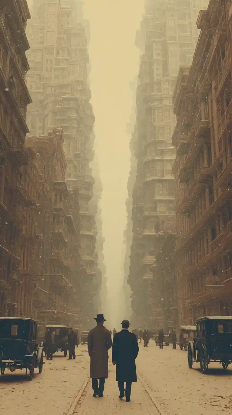 Surreal eerie New York cityscape with retro muted tones