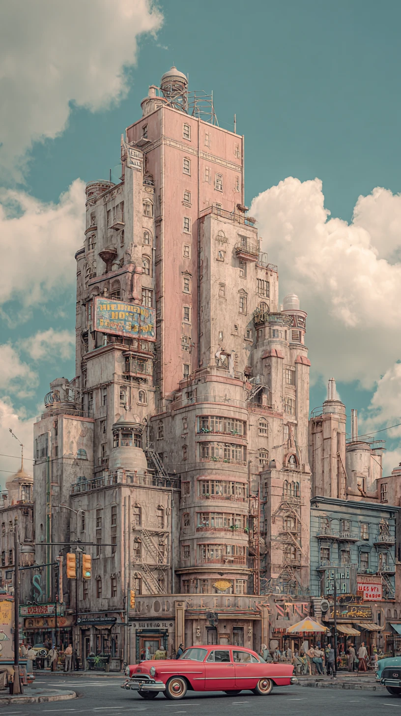 Surreal eerie New York cityscape in retro beige tones