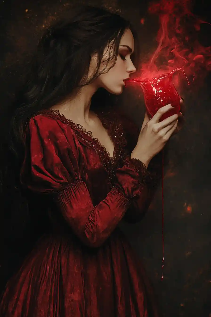 Crimson poison potion as a tempting deadly allure