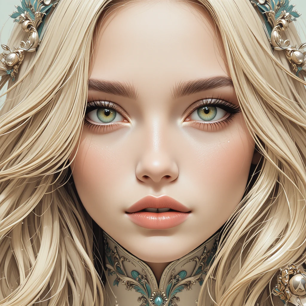 Calm blonde girl portrait with soft muted colors