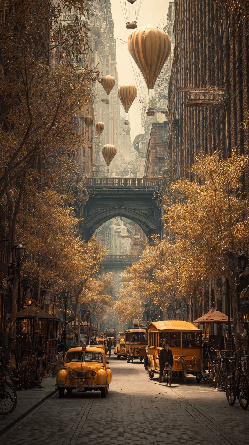 Surreal eerie New York cityscape in retro beige tones