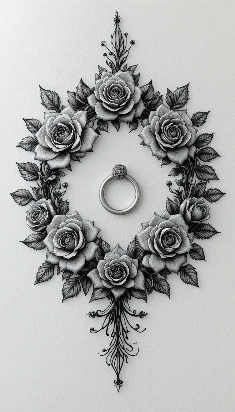 Design di tatuaggio floreale stilizzato attorno a un capezzolo femminile