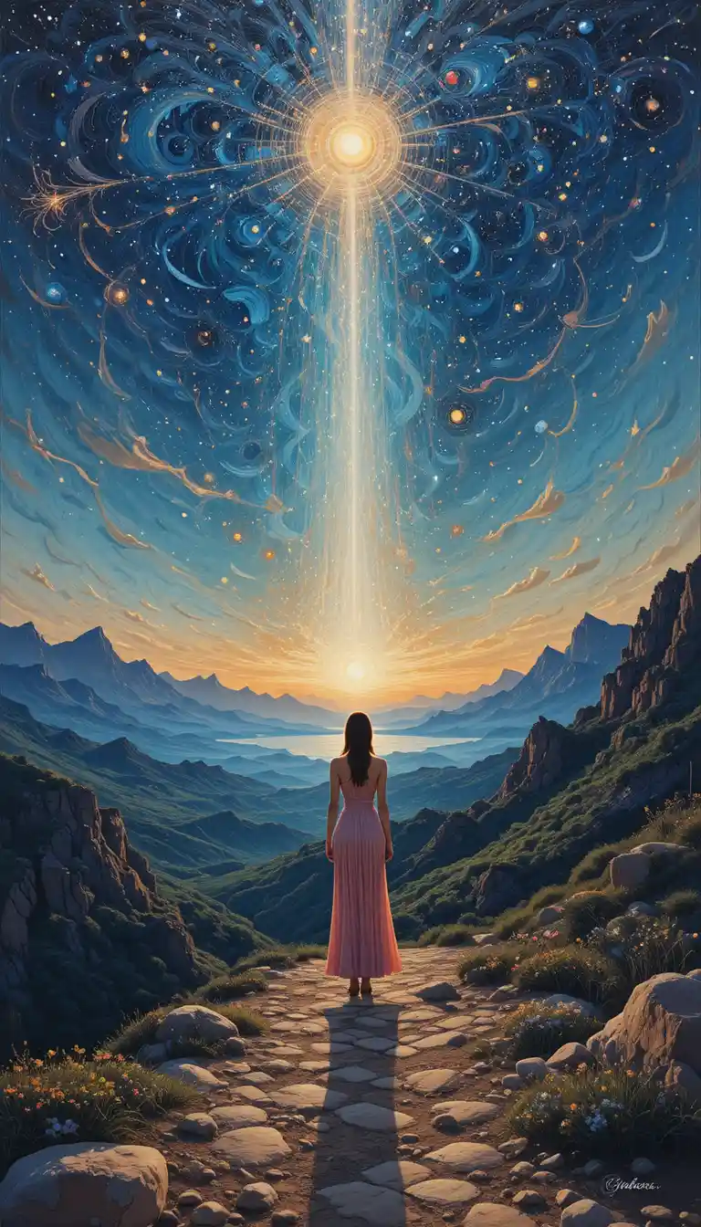 Person watching stars appear over a vast evening landscape