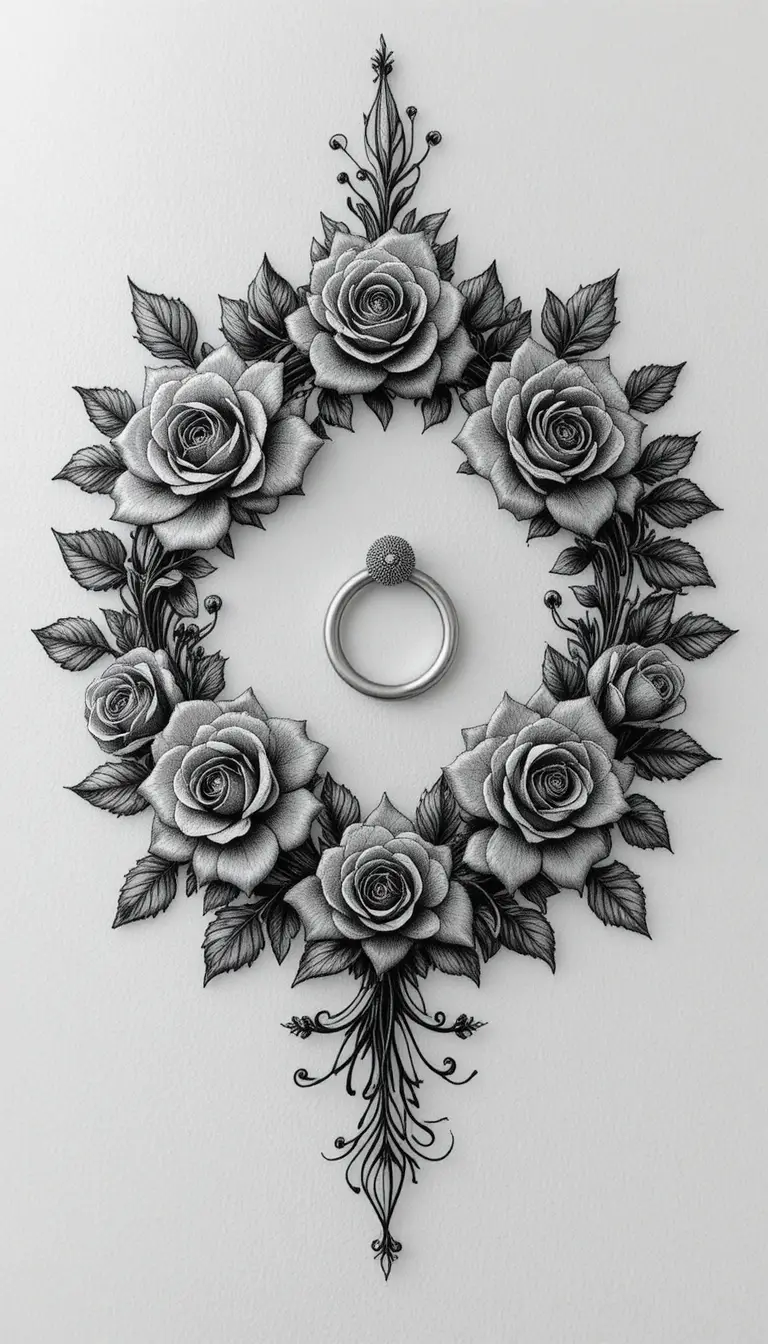 Design di tatuaggio floreale stilizzato attorno a un capezzolo femminile