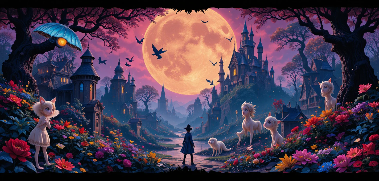 Animaux fantastiques ludiques en design graphique rétro et coloré