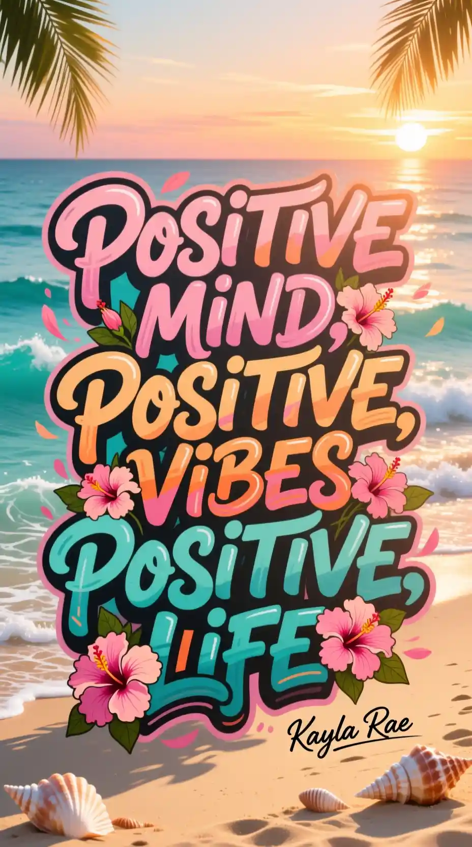 Tipografia de praia motivacional com frase positiva de vida