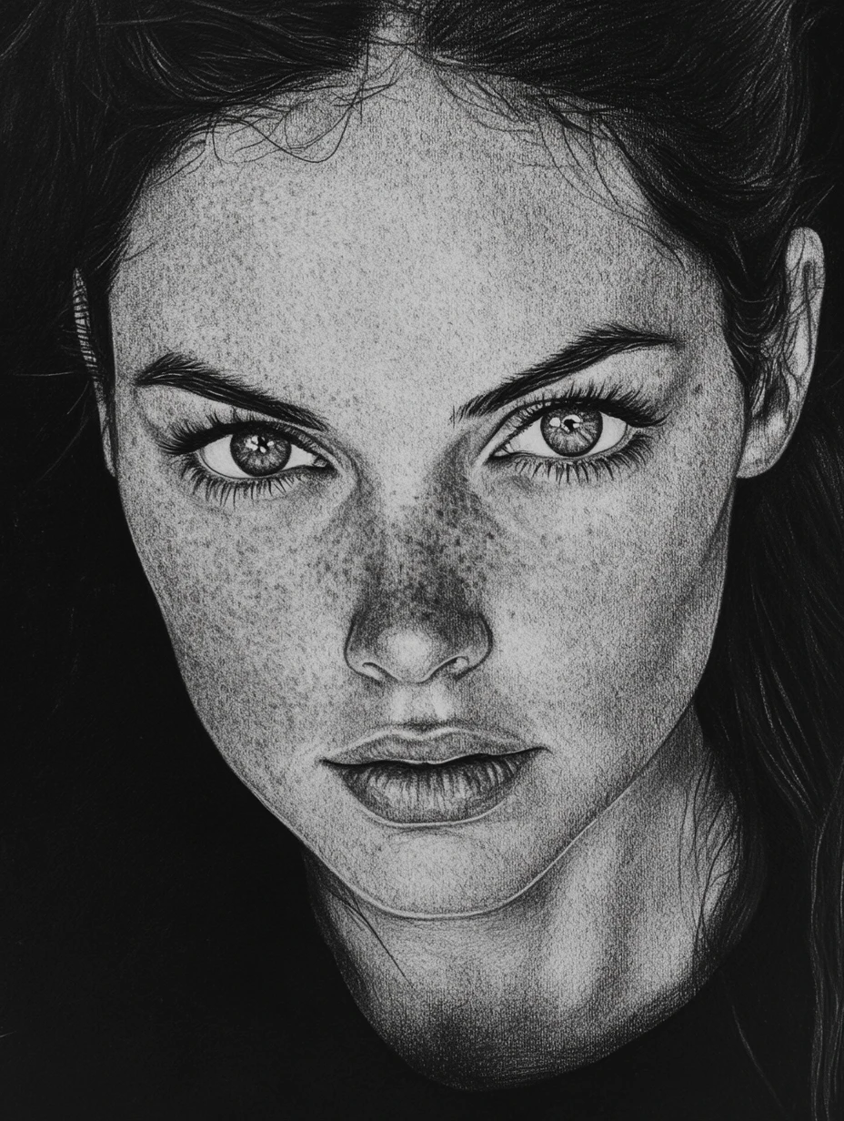 Portrait drawing of a woman named Georgianna with character